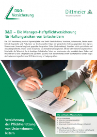  D&O-VERSICHERUNG  Die Manager-Haftpflichtversicherung  für Haftungsrisiken  von Entscheidern